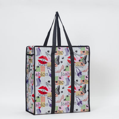 Estrutura de material de PP Bolsas de compras Zip com design de impressão de tamanho personalizado