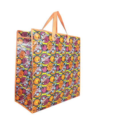 Bolsas de compras em fibra de poliéster laminadas de bopp personalizadas / bolsas de fecho de ferro em fibra de poliéster coloridas