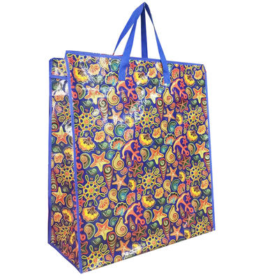 Bolsas de compras em fibra de poliéster laminadas de bopp personalizadas / bolsas de fecho de ferro em fibra de poliéster coloridas