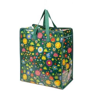 Saco de compras de produtos alimentares dobrável em cores CMYK vibrantes