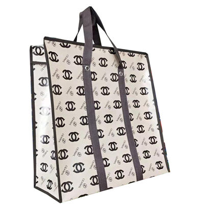 Saco de compras de lona com fecho de zíper e design personalizável