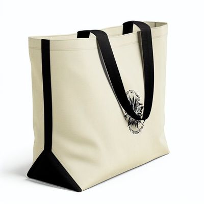Logotipo personalizado Impresso Bolsa Tote de lona com fecho com revestimento de PP para compras personalizadas