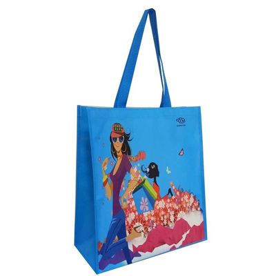 Saco de compras de tinta ecológico com bolso de mão de tecido PP de design de marca