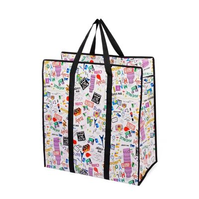Cmyk Bolsa de compras não tecida com fecho de fecho reutilizável com fecho de fecho