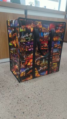 Saco de compras personalizado em tecido PP ecológico com capacidade para 10 kg